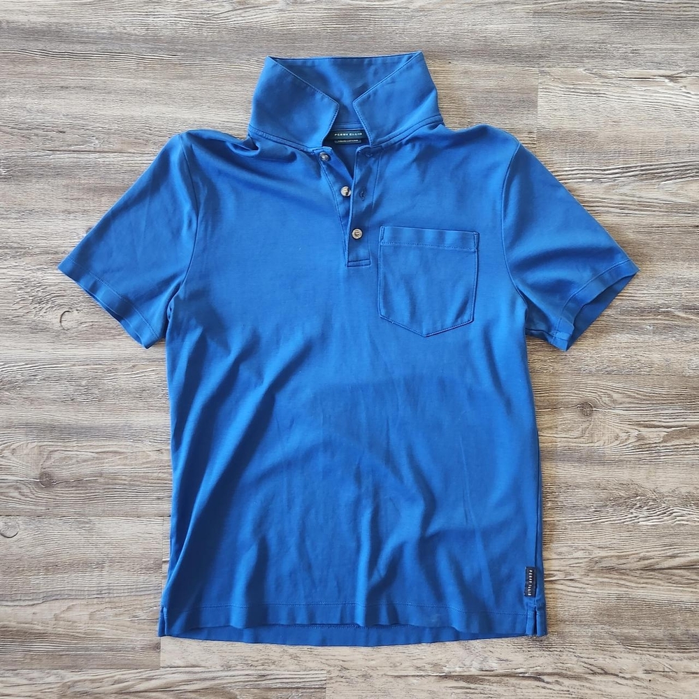 Perry Ellis Blue Polo Shirt Classic Design